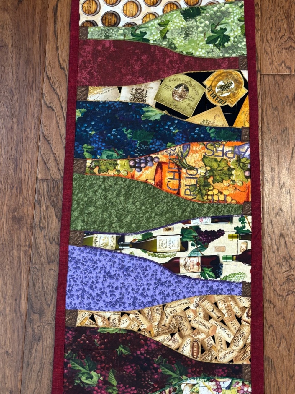 Table Runner, Wine Bottles.  Handmade.  Brand New!